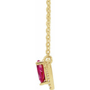 14K Yellow Lab-Grown Ruby & .06 CTW Natural Diamond 18" Necklace