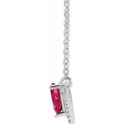Platinum Lab-Grown Ruby & .06 CTW Natural Diamond 16" Necklace