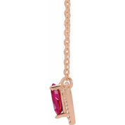 14K Rose Lab-Grown Ruby & .06 CTW Natural Diamond 16" Necklace
