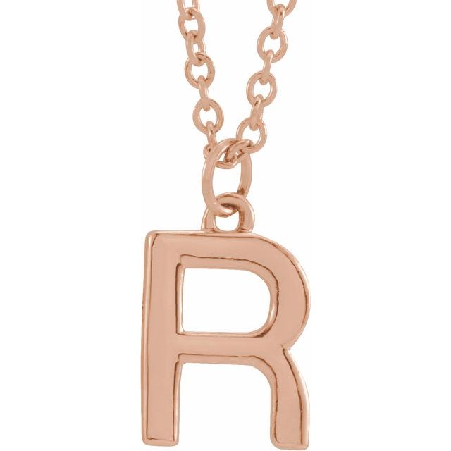14K Rose Initial R Dangle 18" Necklace