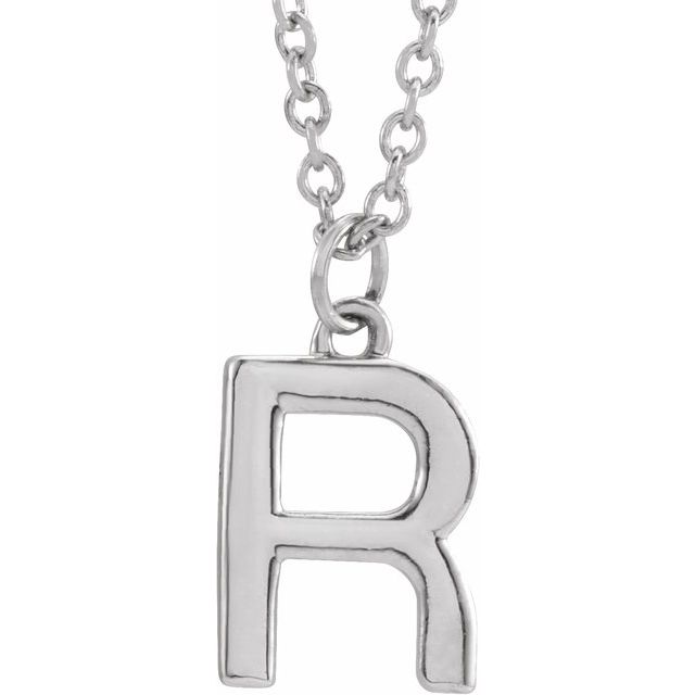 Sterling Silver Initial R Dangle 16" Necklace