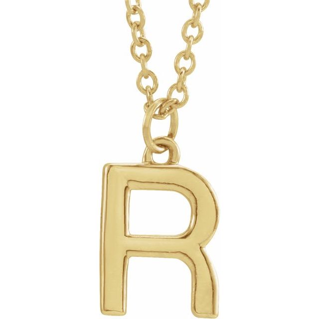 18K Yellow Gold-Plated Sterling Silver Initial R  Dangle 16" Necklace