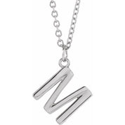 Sterling Silver Initial M Dangle 16" Necklace