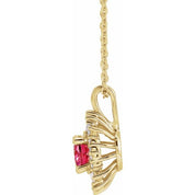 14K Yellow Natural Pink Tourmaline & 1/3 CTW Diamond 16-18" Necklace