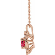 14K Rose Natural Pink Tourmaline & 1/3 CTW Natural Diamond 16-18" Necklace