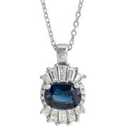 Sterling Silver Natural Blue Sapphire & 1/3 CTW Natural Diamond 16-18" Necklace