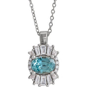 14K White Natural Aquamarine & 1/3 CTW Natural Diamond 16-18" Necklace