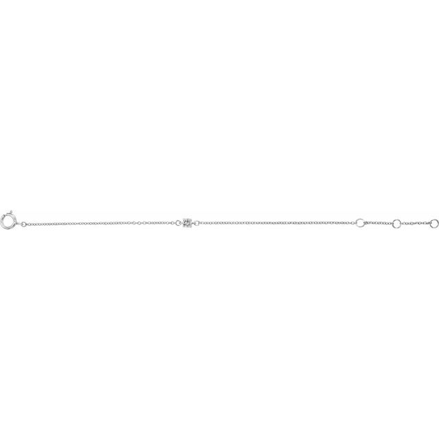 14K White Imitation White Sapphire Youth Birthstone 4 1/2-5 1/2" Bracelet