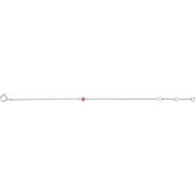 14K White Imitation Pink Tourmaline Youth Birthstone 4 1/2-5 1/2" Bracelet