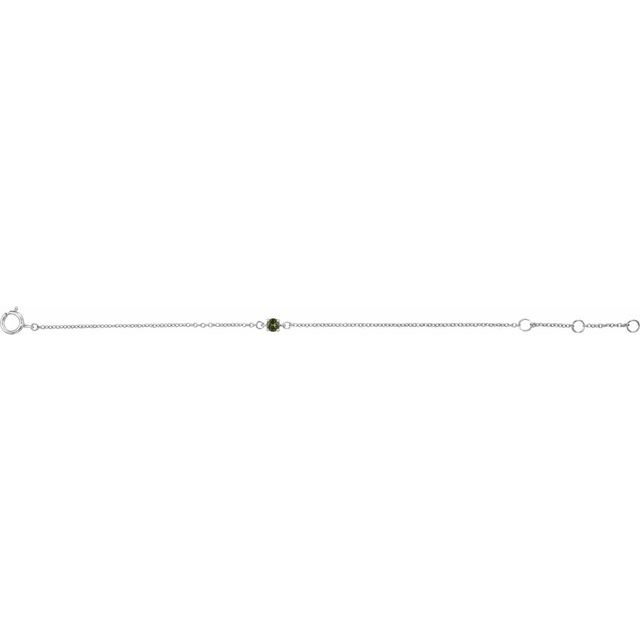 14K White Imitation Peridot Youth Birthstone 4 1/2-5 1/2" Bracelet