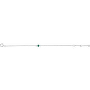 14K White Imitation Emerald Youth Birthstone 4 1/2-5 1/2" Bracelet