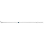 14K White Imitation Blue Zircon Youth Birthstone 4 1/2-5 1/2" Bracelet