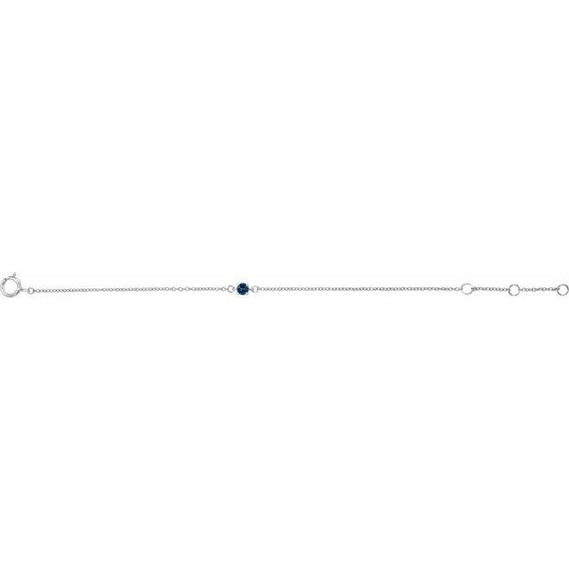 14K White Imitation Blue Sapphire Youth Birthstone 4 1/2-5 1/2" Bracelet