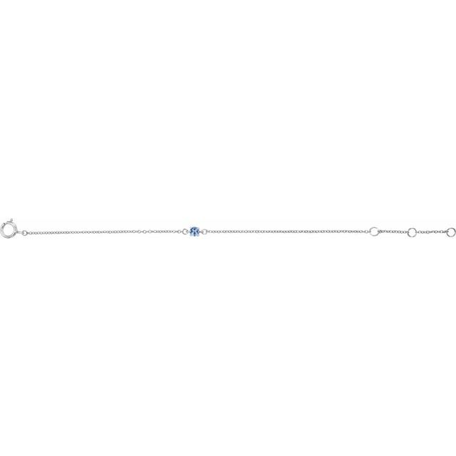 14K White Imitation Aquamarine Youth Birthstone 4 1/2-5 1/2" Bracelet