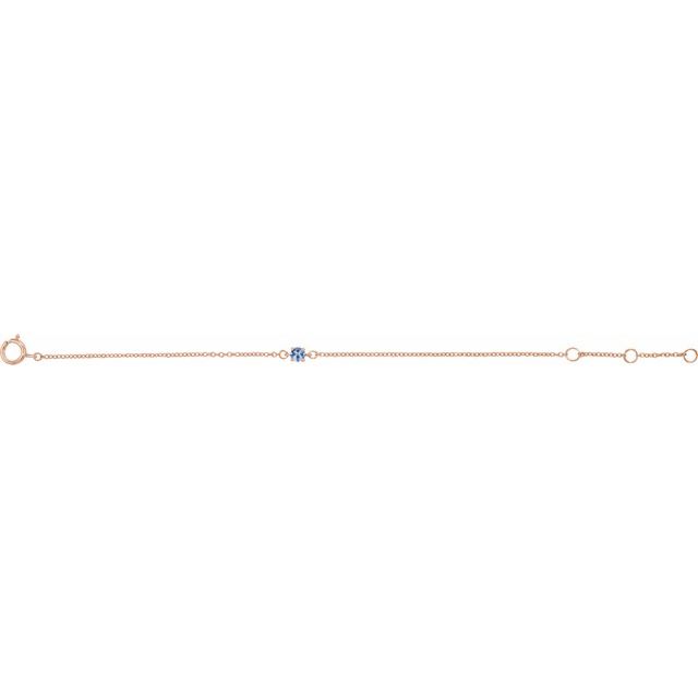 14K Rose Imitation Aquamarine Youth Birthstone 4 1/2-5 1/2" Bracelet