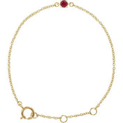 14K Yellow Imitation Ruby Youth Birthstone 4 1/2-5 1/2" Bracelet