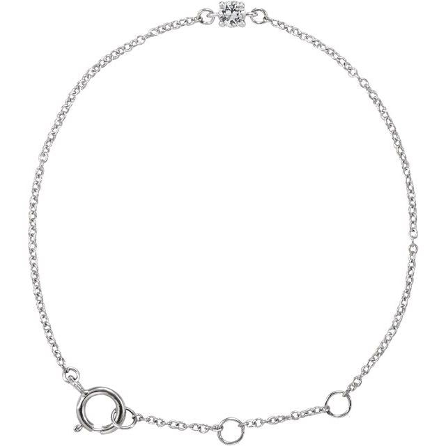 14K White Imitation White Sapphire Youth Birthstone 4 1/2-5 1/2" Bracelet