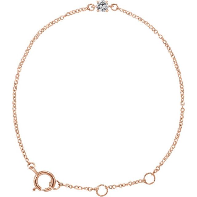 14K Rose Imitation White Sapphire Youth Birthstone 4 1/2-5 1/2" Bracelet