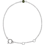 14K White Imitation Peridot Youth Birthstone 4 1/2-5 1/2" Bracelet