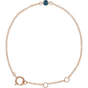 14K Rose Imitation Blue Zircon Youth Birthstone 4 1/2-5 1/2" Bracelet