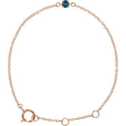 14K Rose Imitation Blue Zircon Youth Birthstone 4 1/2-5 1/2" Bracelet