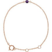 14K Rose Imitation Amethyst Youth Birthstone 4 1/2-5 1/2" Bracelet