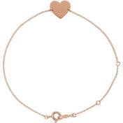 14K Rose Engravable Heart 7-8" Bracelet