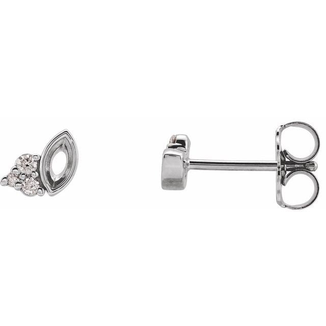 14K White Gold Marquise Diamond Semi-Set Earrings - 0.05 CTW