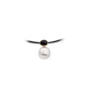 14K White 7x5 mm Natural London Blue Topaz Semi-Set Pendant for 10-15 mm Pearl