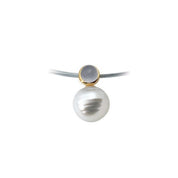 14K White 6x6 mm Natural London Blue Topaz Semi-Set Pendant for 12 mm Pearl
