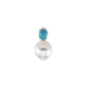 14K White 6x6 mm Natural London Blue Topaz Semi-Set Pendant for 12 mm Pearl