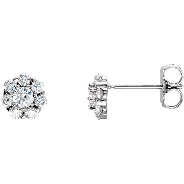 14K Natural Diamond Cluster Earrings in White, Yellow, and Rose Gold
