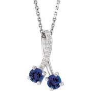 14K Lab-Grown Blue Sapphire & .05 CTW Natural Diamond 16-18" Necklace