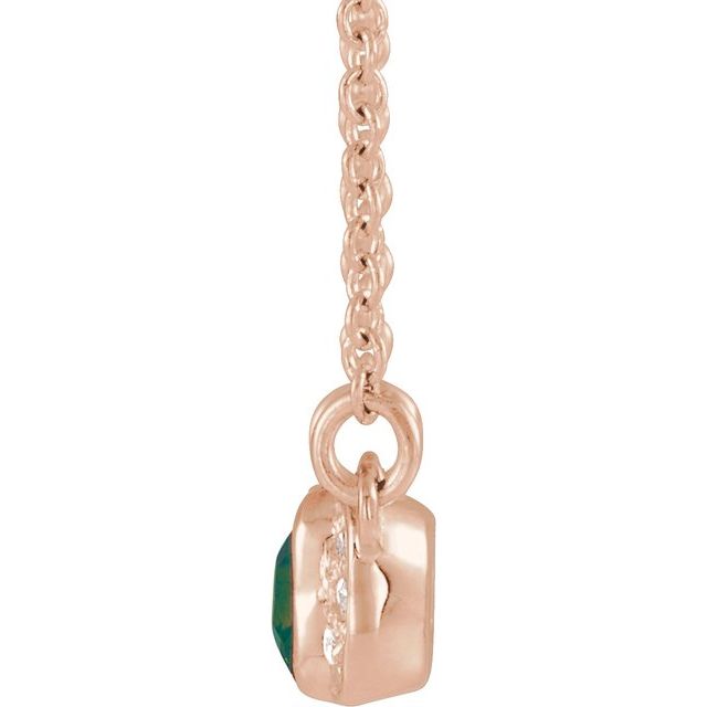 14K Rose Lab-Grown Alexandrite & .02 CTW Natural Diamond Bar 16" Necklace