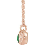 14K Rose Lab-Grown Emerald & .02 CTW Natural Diamond Bar 16" Necklace