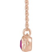14K Rose Natural Pink Tourmaline & .02 CTW Natural Diamond Bar 16" Necklace