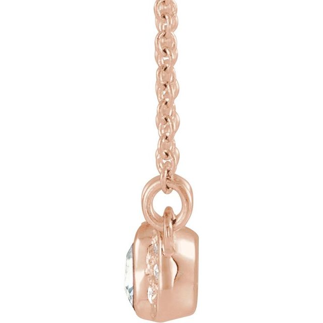 14K Rose Natural White Sapphire & .02 CTW Natural Diamond Bar 16" Necklace
