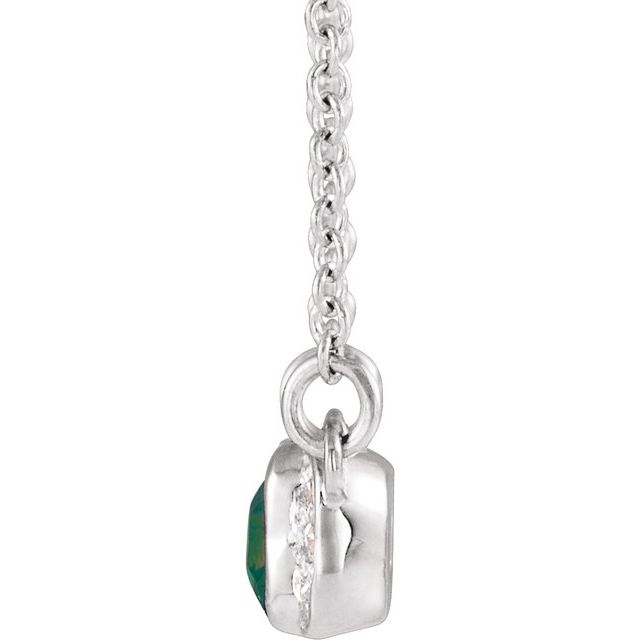 14K White Lab-Grown Alexandrite & .02 CTW Natural Diamond Bar 16" Necklace