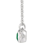 Platinum Lab-Grown Emerald & .02 CTW Natural Diamond Bar 16" Necklace