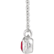 Sterling Silver Natural Ruby & .02 CTW Natural Diamond Bar 16" Necklace