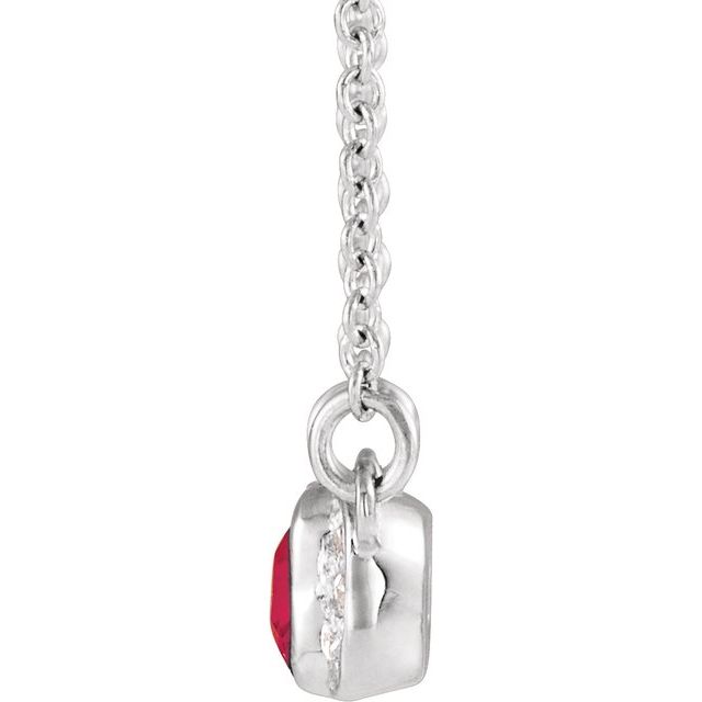 Sterling Silver Natural Ruby & .02 CTW Natural Diamond Bar 16" Necklace