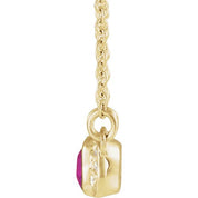 14K Yellow Natural Pink Tourmaline & .02 CTW Natural Diamond Bar 16" Necklace