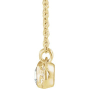 14K Yellow Natural White Sapphire & .02 CTW Natural Diamond Bar 16" Necklace