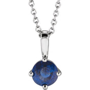 Sterling Silver 5 mm Lab-Grown Blue Sapphire Solitaire 16-18" Necklace