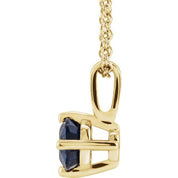 14K Yellow 4 mm Natural Blue Sapphire Solitaire 16-18" Necklace