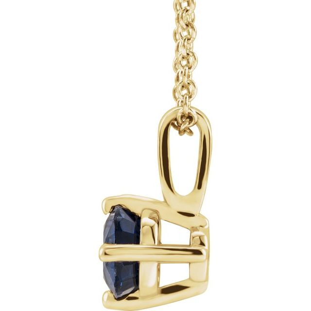 14K Yellow 4 mm Natural Blue Sapphire Solitaire 16-18" Necklace