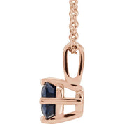 14K Rose 4 mm Lab-Grown Blue Sapphire Solitaire 16-18" Necklace
