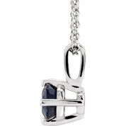 Sterling Silver 5 mm Lab-Grown Blue Sapphire Solitaire 16-18" Necklace