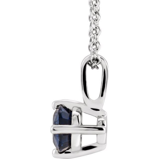 Sterling Silver 5 mm Lab-Grown Blue Sapphire Solitaire 16-18" Necklace
