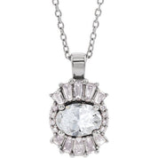 14K White Natural White Sapphire & 1/3 CTW Natural Diamond 16-18" Necklace